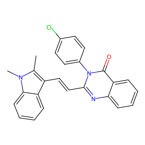 3-(4-chlorophenyl)-2-[2-(1,2-dimethylindol-3-yl)ethenyl]quinazolin-4-one structure