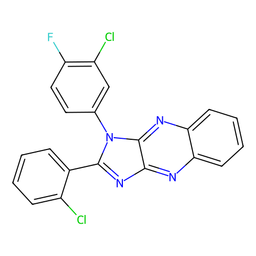1-(3-chloro-4-fluorophenyl)-2-(2-chlorophenyl)-1H-imidazo[4,5-b]quinoxaline structure
