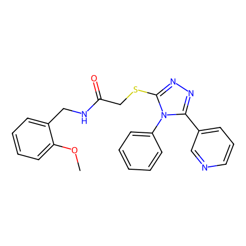 N-[(2-methoxyphenyl)methyl]-2-[(4-phenyl-5-pyridin-3-yl-1,2,4-triazol-3-yl)sulfanyl]acetamide structure