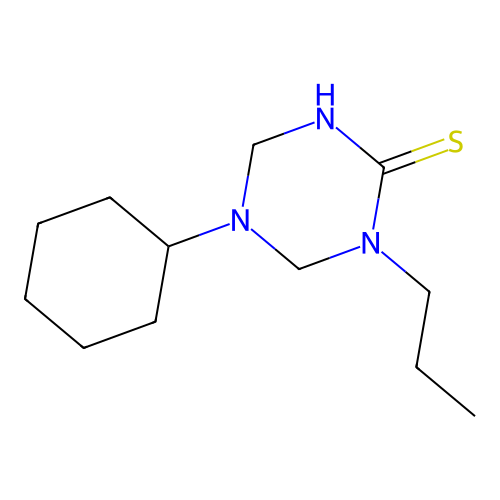5-Cyclohexyl-1-propyl-1,3,5-triazinane-2-thione structure