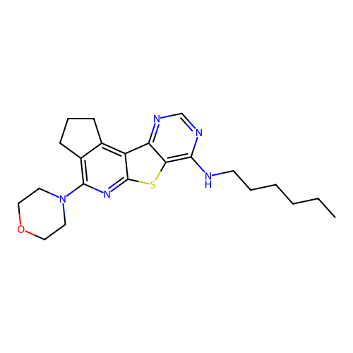 N-hexyl-4-(morpholin-4-yl)-2,3-dihydro-1H-cyclopenta[4',5']pyrido[3',2':4,5]thieno[3,2-d]pyrimidin-7-amine structure