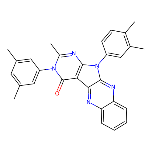11-(3,4-dimethylphenyl)-3-(3,5-dimethylphenyl)-2-methyl-3,11-dihydro-4H-pyrimido[5',4':4,5]pyrrolo[2,3-b]quinoxalin-4-one structure