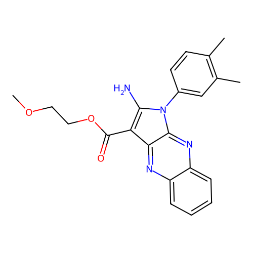 2-methoxyethyl 2-amino-1-(3,4-dimethylphenyl)-1H-pyrrolo[2,3-b]quinoxaline-3-carboxylate structure