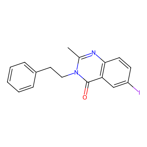 6-iodo-2-methyl-3-(2-phenylethyl)quinazolin-4(3H)-one structure