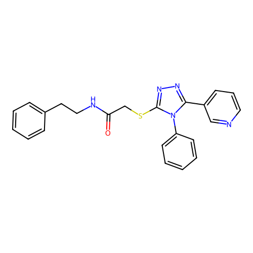 N-(2-phenylethyl)-2-{[4-phenyl-5-(pyridin-3-yl)-4H-1,2,4-triazol-3-yl]sulfanyl}acetamide structure