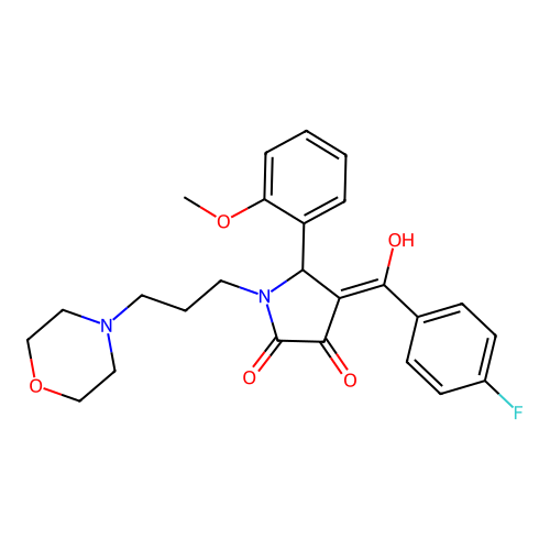 (4E)-4-[(4-fluorophenyl)(hydroxy)methylidene]-5-(2-methoxyphenyl)-1-[3-(morpholin-4-yl)propyl]pyrrolidine-2,3-dione structure