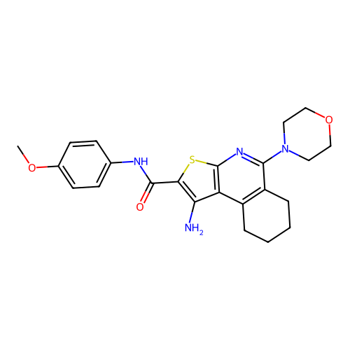 1-amino-N-(4-methoxyphenyl)-5-(morpholin-4-yl)-6,7,8,9-tetrahydrothieno[2,3-c]isoquinoline-2-carboxamide structure