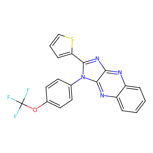 2-(thiophen-2-yl)-1-(4-(trifluoromethoxy)phenyl)-1H-imidazo[4,5-b]quinoxaline structure