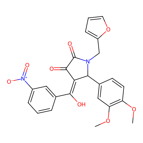(4E)-5-(3,4-dimethoxyphenyl)-1-(furan-2-ylmethyl)-4-[hydroxy(3-nitrophenyl)methylidene]pyrrolidine-2,3-dione structure