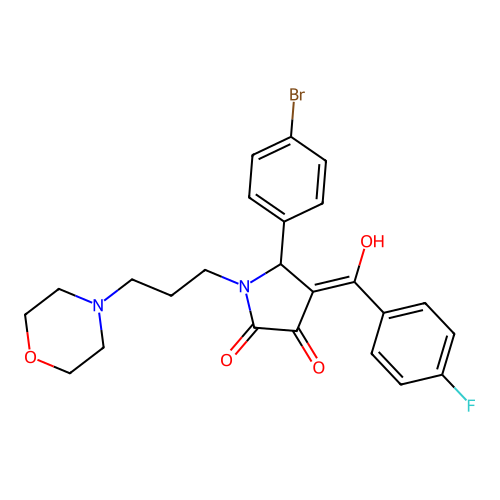 (4E)-5-(4-bromophenyl)-4-[(4-fluorophenyl)-hydroxymethylidene]-1-(3-morpholin-4-ylpropyl)pyrrolidine-2,3-dione structure