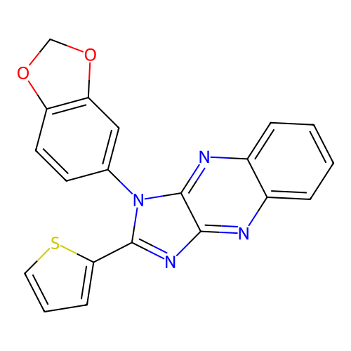 1-(1,3-benzodioxol-5-yl)-2-(thiophen-2-yl)-1H-imidazo[4,5-b]quinoxaline structure
