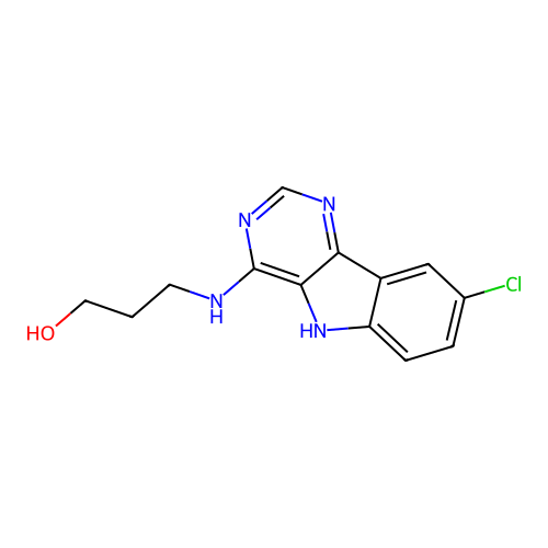3-[(8-chloro-5H-pyrimido[5,4-b]indol-4-yl)amino]propan-1-ol structure