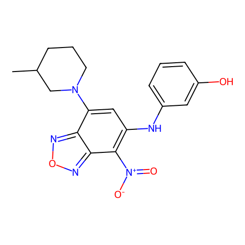 3-{[7-(3-Methylpiperidin-1-yl)-4-nitro-2,1,3-benzoxadiazol-5-yl]amino}phenol structure