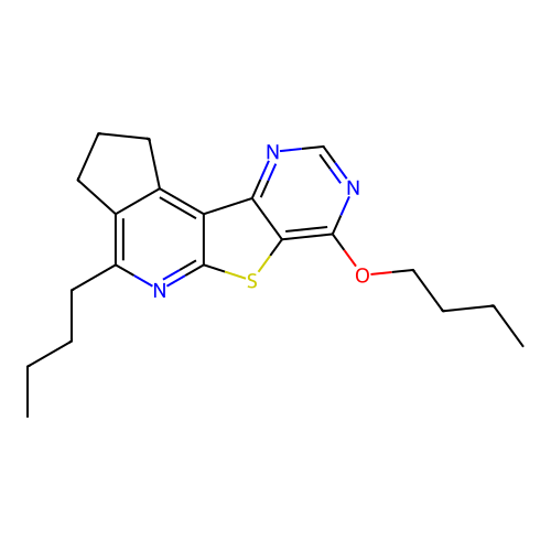 7-butoxy-4-butyl-2,3-dihydro-1H-cyclopenta[4',5']pyrido[3',2':4,5]thieno[3,2-d]pyrimidine structure