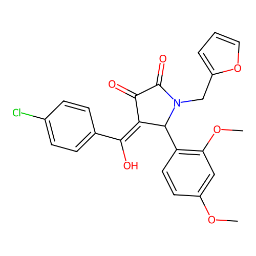 (4E)-4-[(4-chlorophenyl)(hydroxy)methylidene]-5-(2,4-dimethoxyphenyl)-1-(furan-2-ylmethyl)pyrrolidine-2,3-dione structure