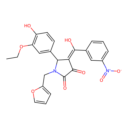 (4E)-5-(3-ethoxy-4-hydroxyphenyl)-1-(furan-2-ylmethyl)-4-[hydroxy(3-nitrophenyl)methylidene]pyrrolidine-2,3-dione structure