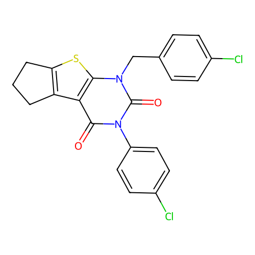 1-(4-chlorobenzyl)-3-(4-chlorophenyl)-1,5,6,7-tetrahydro-2H-cyclopenta[4,5]thieno[2,3-d]pyrimidine-2,4(3H)-dione structure
