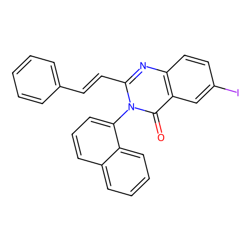6-iodo-3-(naphthalen-1-yl)-2-[(E)-2-phenylethenyl]quinazolin-4(3H)-one structure