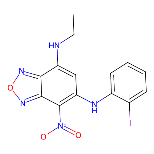 N~4~-ethyl-N~6~-(2-iodophenyl)-7-nitro-2,1,3-benzoxadiazole-4,6-diamine structure