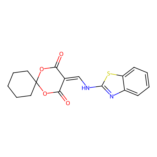 3-((Benzo[d]thiazol-2-ylamino)methylene)-1,5-dioxaspiro[5.5]undecane-2,4-dione structure
