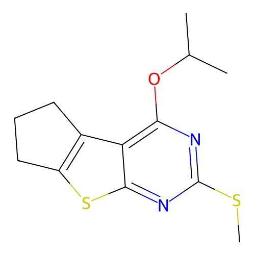 4-isopropoxy-2-(methylthio)-6,7-dihydro-5H-cyclopenta[4,5]thieno[2,3-d]pyrimidine structure