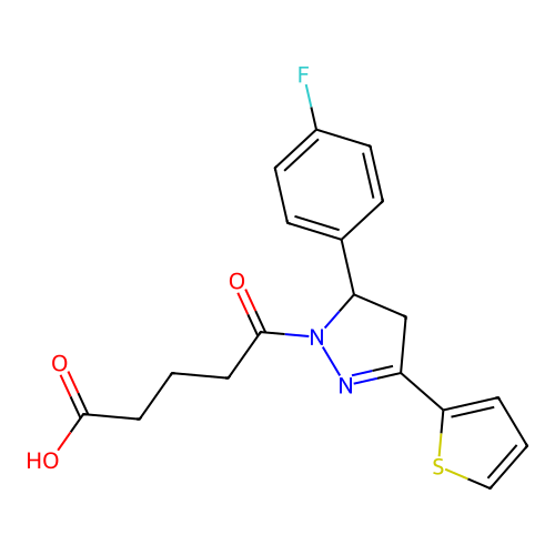 5-[3-(4-fluorophenyl)-5-thiophen-2-yl-3,4-dihydropyrazol-2-yl]-5-oxopentanoic acid structure