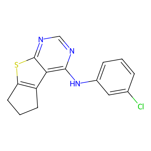 N-(3-chlorophenyl)-6,7-dihydro-5H-cyclopenta[4,5]thieno[2,3-d]pyrimidin-4-amine structure