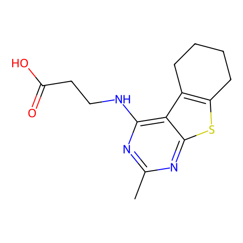 N-(2-methyl-5,6,7,8-tetrahydro[1]benzothieno[2,3-d]pyrimidin-4-yl)-beta-alanine structure