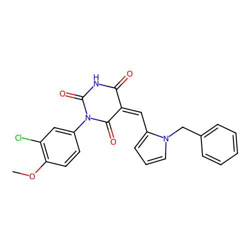 (5Z)-5-[(1-benzylpyrrol-2-yl)methylidene]-1-(3-chloro-4-methoxyphenyl)-1,3-diazinane-2,4,6-trione structure