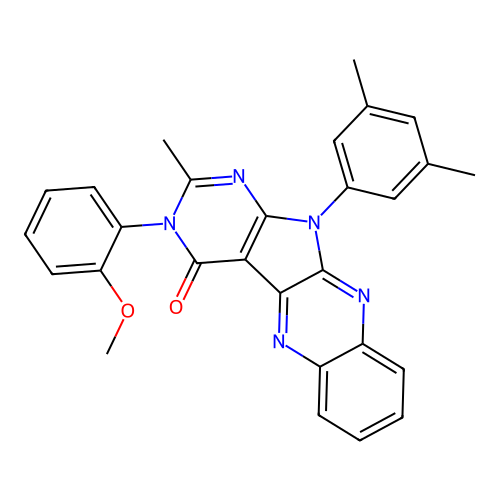 11-(3,5-dimethylphenyl)-3-(2-methoxyphenyl)-2-methyl-3,11-dihydro-4H-pyrimido[5',4':4,5]pyrrolo[2,3-b]quinoxalin-4-one structure
