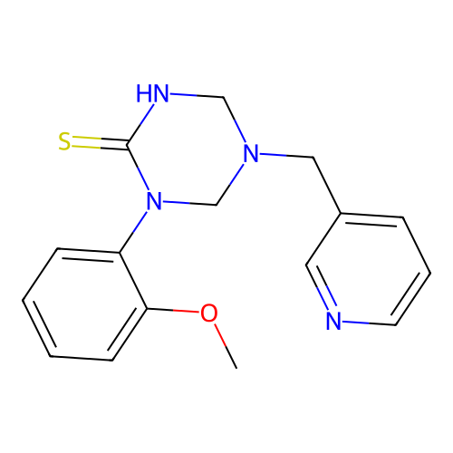 1-(2-Methoxyphenyl)-5-(pyridin-3-ylmethyl)-1,3,5-triazinane-2-thione structure