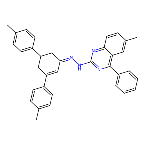(Z)-2-(2-(4,4''-dimethyl-1',6'-dihydro-[1,1':3',1''-terphenyl]-5'(2'H)-ylidene)hydrazinyl)-6-methyl-4-phenylquinazoline structure