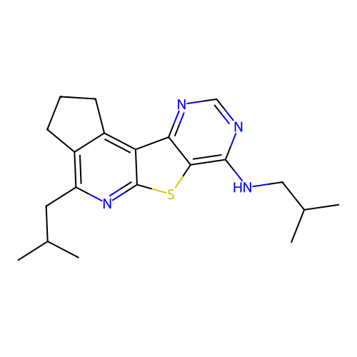 N,4-bis(2-methylpropyl)-2,3-dihydro-1H-cyclopenta[4',5']pyrido[3',2':4,5]thieno[3,2-d]pyrimidin-7-amine structure