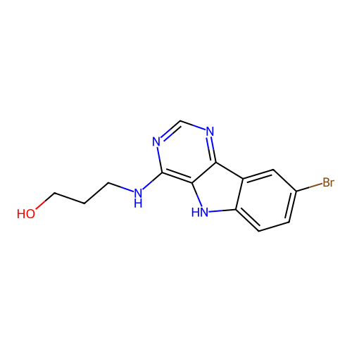 3-[(8-bromo-5H-pyrimido[5,4-b]indol-4-yl)amino]propan-1-ol structure