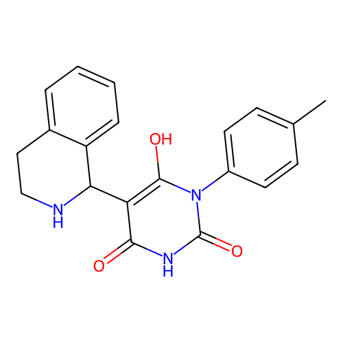 6-hydroxy-1-(4-methylphenyl)-5-(1,2,3,4-tetrahydroisoquinolin-1-yl)pyrimidine-2,4-dione structure