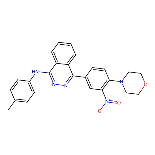 N-(4-methylphenyl)-4-(4-morpholin-4-yl-3-nitrophenyl)phthalazin-1-amine structure