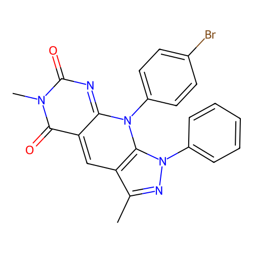 9-(4-bromophenyl)-3,6-dimethyl-1-phenyl-1H-pyrazolo[4',3':5,6]pyrido[2,3-d]pyrimidine-5,7(6H,9H)-dione structure