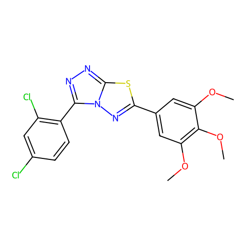 3-(2,4-dichlorophenyl)-6-(3,4,5-trimethoxyphenyl)-[1,2,4]triazolo[3,4-b][1,3,4]thiadiazole structure