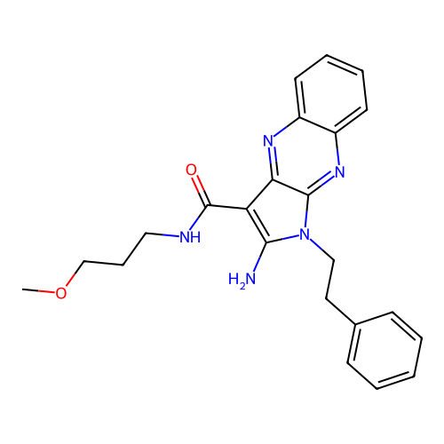 2-amino-N-(3-methoxypropyl)-1-(2-phenylethyl)-1H-pyrrolo[2,3-b]quinoxaline-3-carboxamide structure