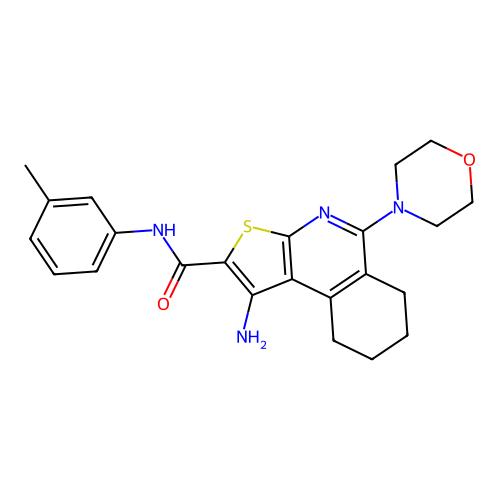 1-amino-5-morpholino-N-(m-tolyl)-6,7,8,9-tetrahydrothieno[2,3-c]isoquinoline-2-carboxamide structure