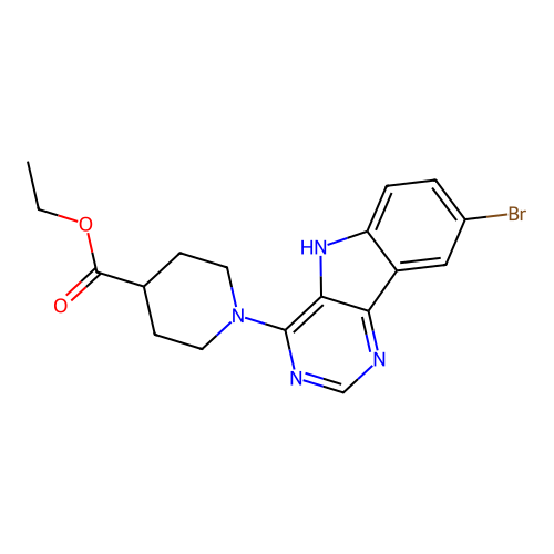 ethyl 1-(8-bromo-5H-pyrimido[5,4-b]indol-4-yl)piperidine-4-carboxylate structure