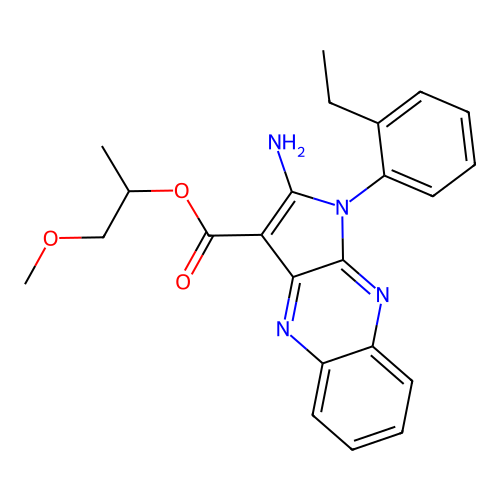 1-methoxypropan-2-yl 2-amino-1-(2-ethylphenyl)-1H-pyrrolo[2,3-b]quinoxaline-3-carboxylate structure