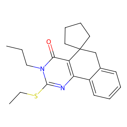 2-(ethylsulfanyl)-3-propyl-3H-spiro[benzo[h]quinazoline-5,1'-cyclopentan]-4(6H)-one structure