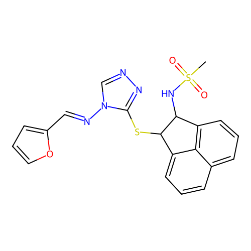 (E)-N-(2-((4-((furan-2-ylmethylene)amino)-4H-1,2,4-triazol-3-yl)thio)-1,2-dihydroacenaphthylen-1-yl)methanesulfonamide structure