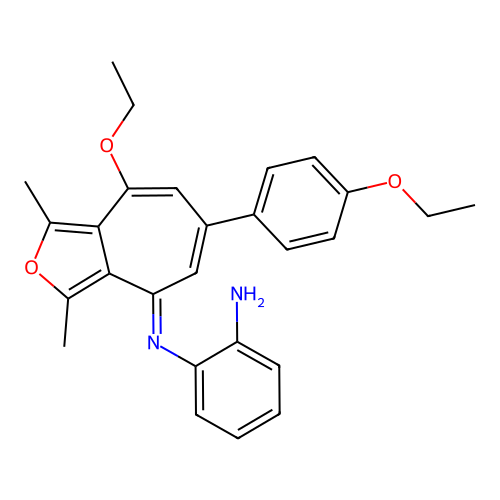 2-[[4-ethoxy-6-(4-ethoxyphenyl)-1,3-dimethylcyclohepta[c]furan-8-ylidene]amino]aniline structure