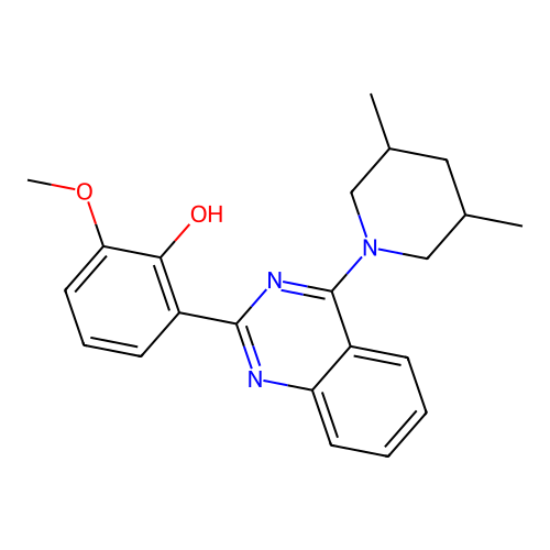 2-(4-(3,5-dimethylpiperidin-1-yl)quinazolin-2-yl)-6-methoxyphenol structure