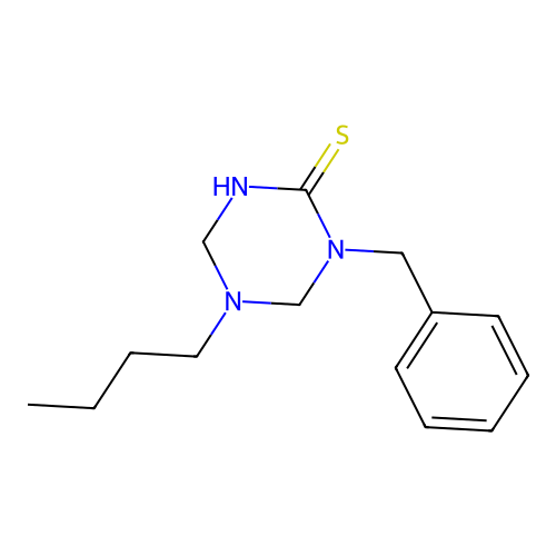 1-Benzyl-5-butyl-1,3,5-triazinane-2-thione structure
