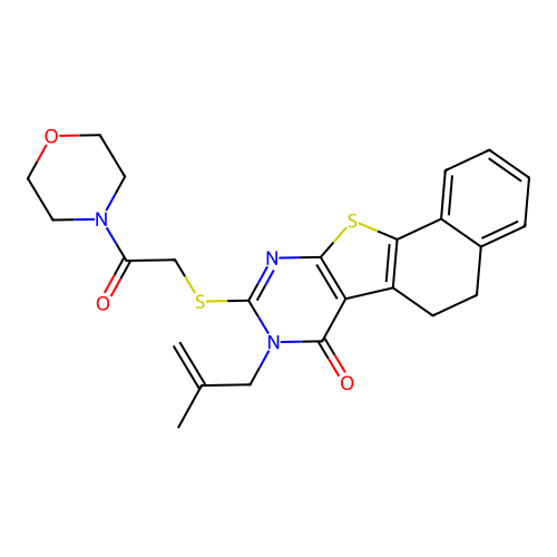 8-(2-methylallyl)-9-((2-morpholino-2-oxoethyl)thio)-5,6-dihydronaphtho[2',1':4,5]thieno[2,3-d]pyrimidin-7(8H)-one structure