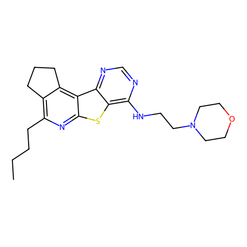 4-butyl-N-(2-morpholinoethyl)-2,3-dihydro-1H-cyclopenta[4',5']pyrido[3',2':4,5]thieno[3,2-d]pyrimidin-7-amine structure