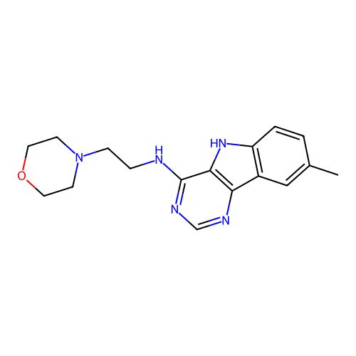8-methyl-N-[2-(morpholin-4-yl)ethyl]-5H-pyrimido[5,4-b]indol-4-amine structure